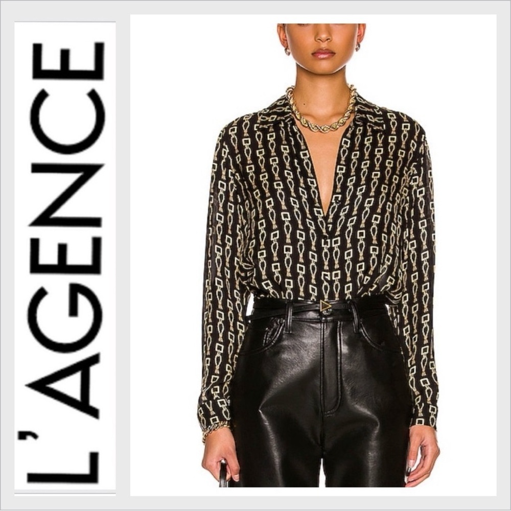 L'Agence 100% Silk Nina Keyring Blouse XS
